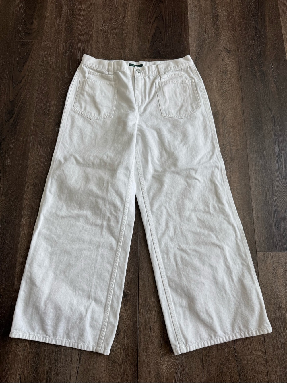 Ralph Lauren White Cotton Wide-Leg Jeans Women’s Size 10